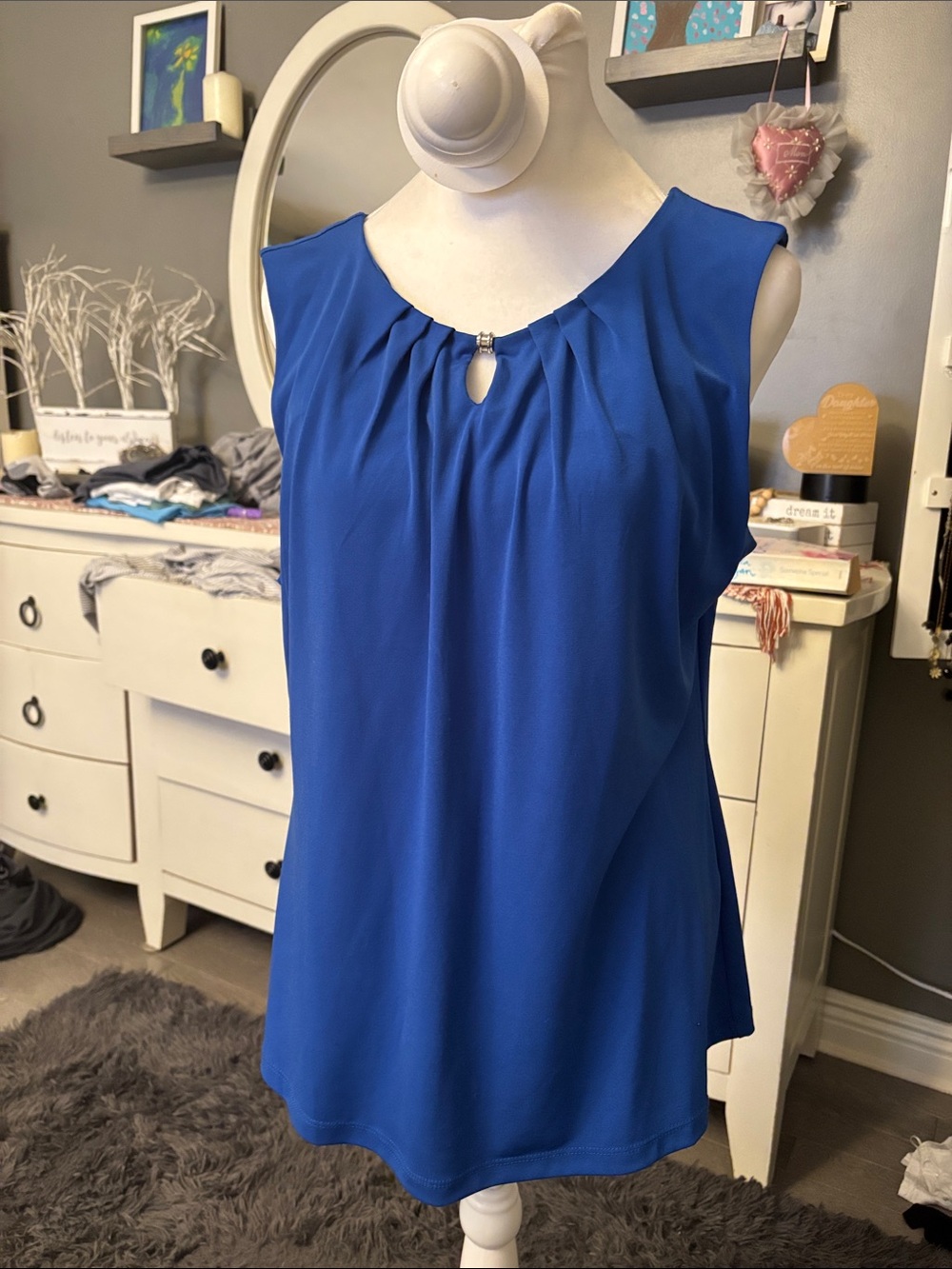 Ivanka Trump Royal Blue Sleeveless Keyhole Camisole